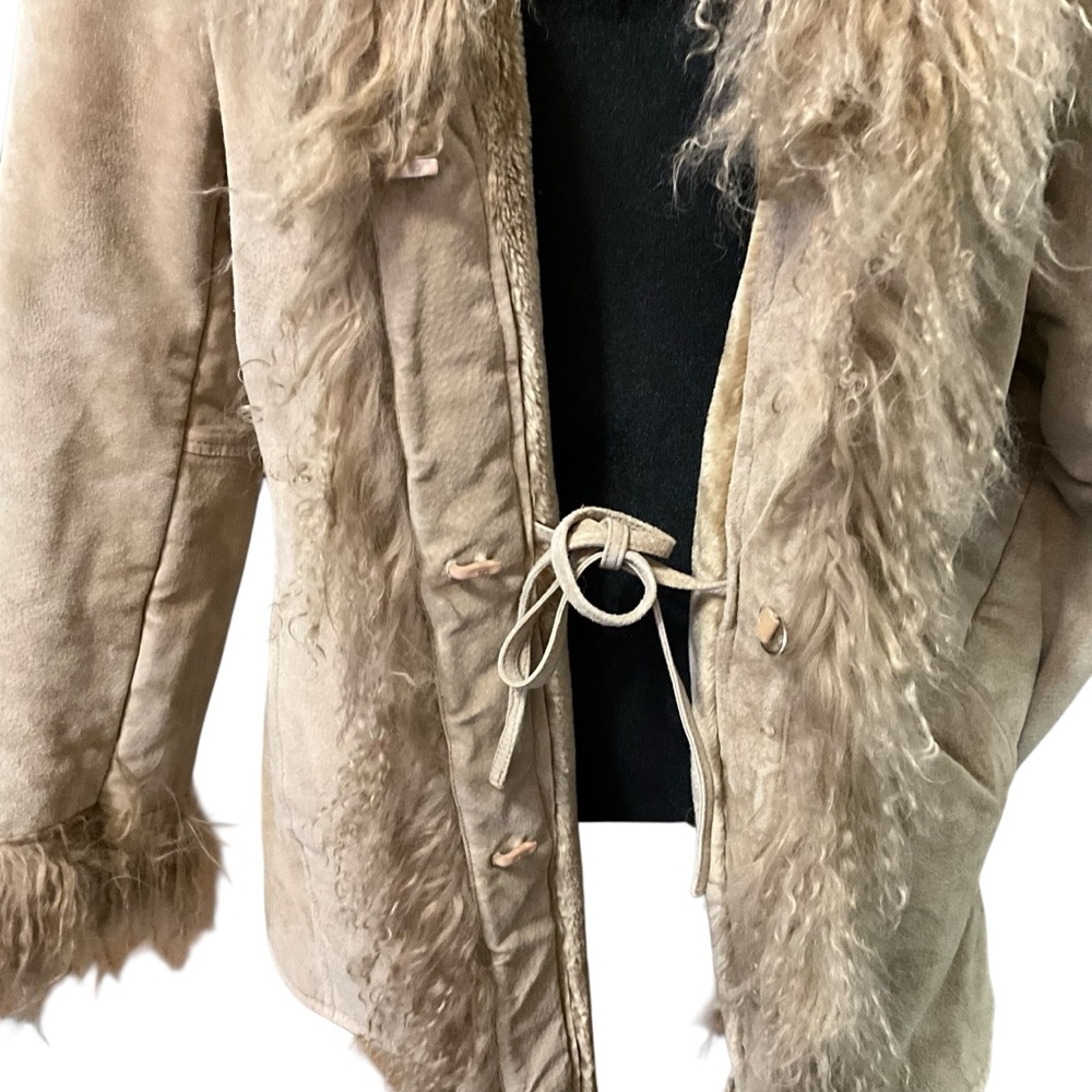 VNTG XOXO Brand 90s Penny Lane Genuine Suede Leather and Fur Coat - Picture 7 of 15